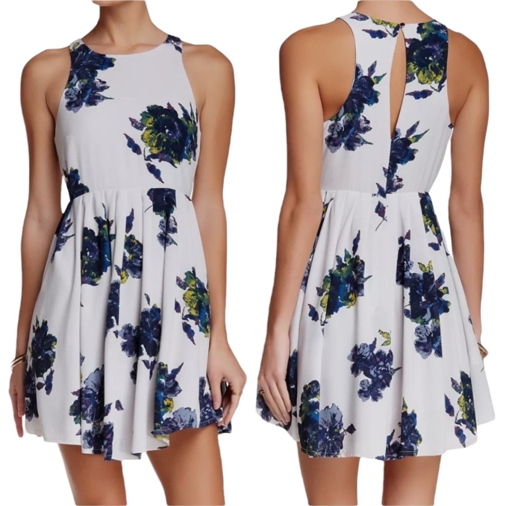 FREE PEOPLE Flutterby Floral Dress Cloud Blue/Gray    Size: 6
